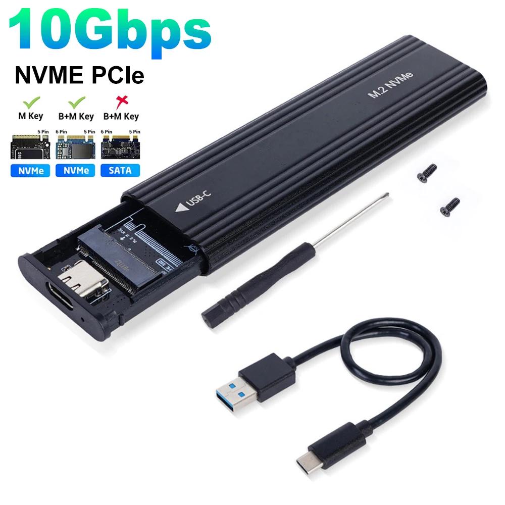 M2 SSD Gehäuse M.2 NVMe SATA SSD Gehäuse M.2 auf USB Typ C SSD Adapter 10Gbps USB 3.1 Externes Gehäuse Unterstützt M und B und B&M Keys Only NVME 10Gbps