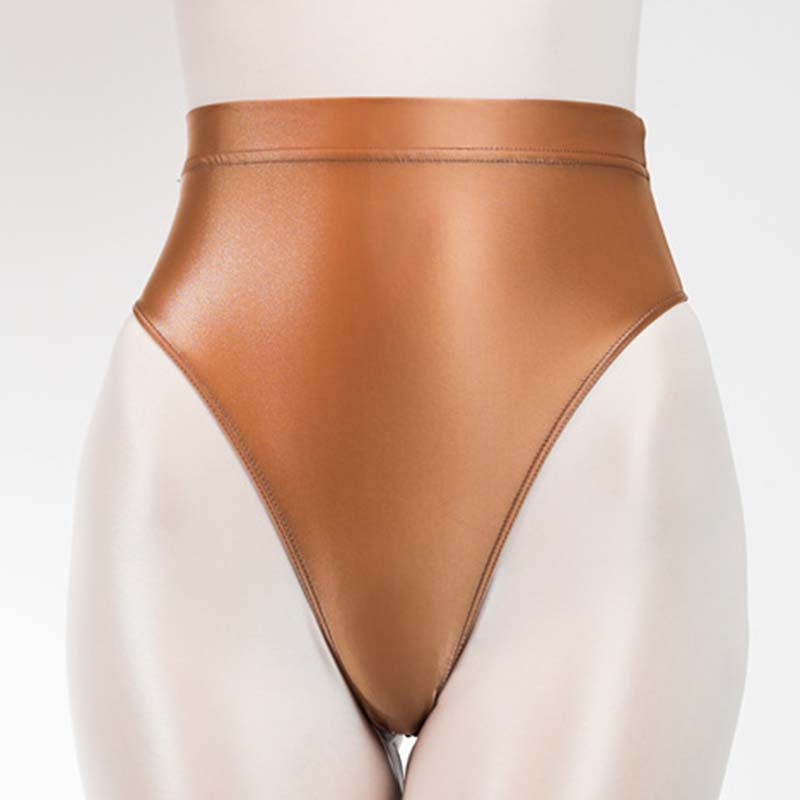 1PC Unterwäsche Satin glänzend G-String Höschen Dessous dünnen Tanga atmungsaktiv Wet Look Hipster glänzend 2XL kaffeebraun