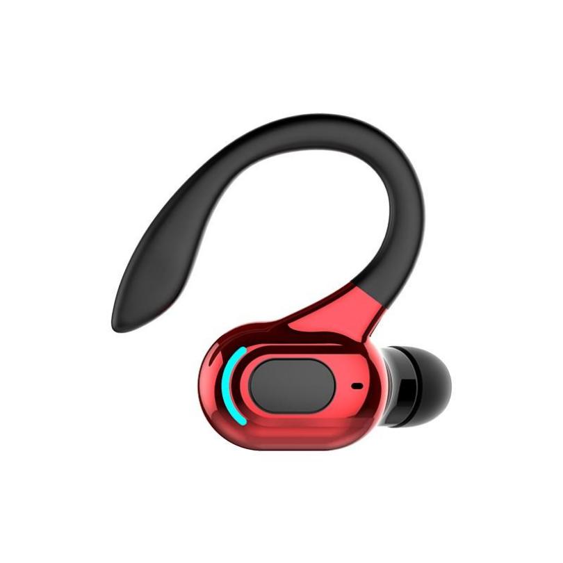 Bluetooth 5.2 Headset Wireless Long Standby Business Sport Ohrbügel-Kopfhörer Freisprechen Einohr-Kopfhörer rot