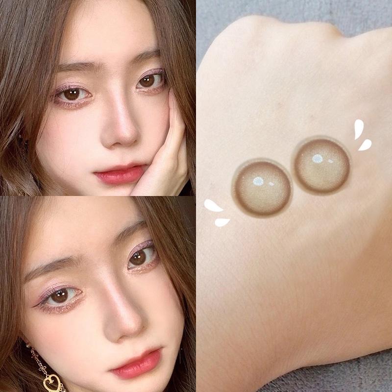 Natürliche koreanische Kontakte KSSEYE Natürliche Kontaktlinse Kleine Serie Ring Schwarz Koreanischer Stil Beauty Student Linsen Damen 14,0 mm Kontaktlinsen braun