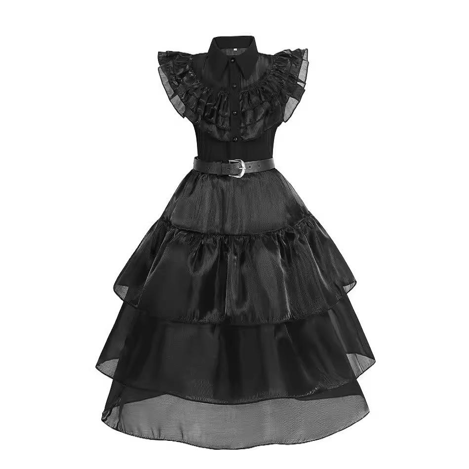 Mädchen Halloween Cosplay Kostüm Schwarze Gothic Kleidung Kostüm Kinder Karneval Verkleidung 160