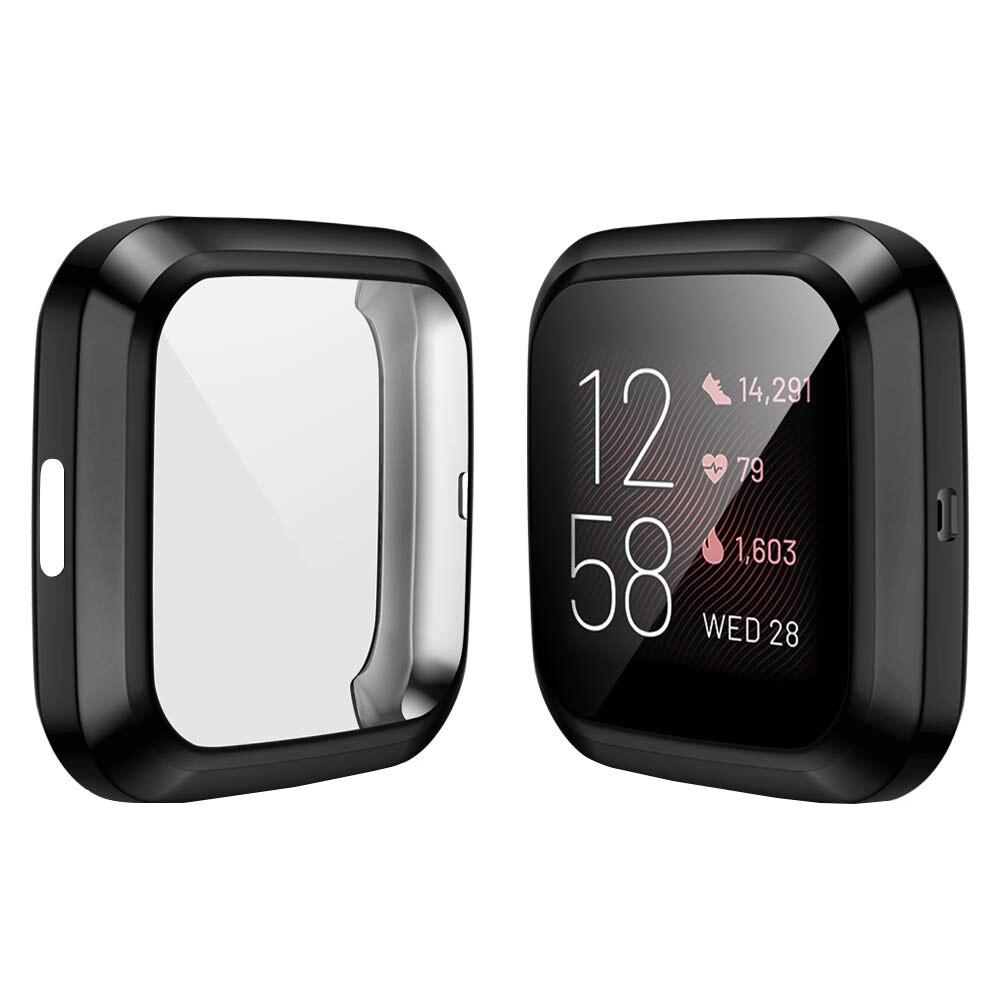 Weiche TPU-Hülle für Fitbit Versa1, Versa 2, Versa 3, Versa Lite, wasserdichte Uhrenhülle, Displayschutzfolie für Fitbit Versa For Versa Lite schwarz