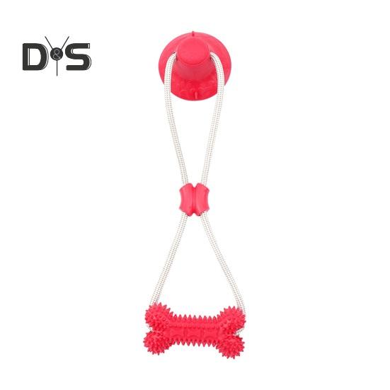 Kauspielzeug für Hunde, für aggressive Kauer, Tauziehen mit Saugnapf, Ziehspielzeug, interaktives Seil, Beißspielzeug für Welpen, Hunde-Backenzahn-Beißspielzeug für kleine und große Hunde rot