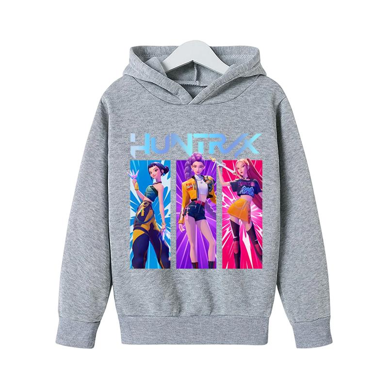 Kinderbekleidung KPop Devil Hunter Modisch Niedlich Sweatshirt Mädchen Neuer Film Sportlicher Hoodie K-Pop Devil Hunter Lässiges Oberteil 130cm grau