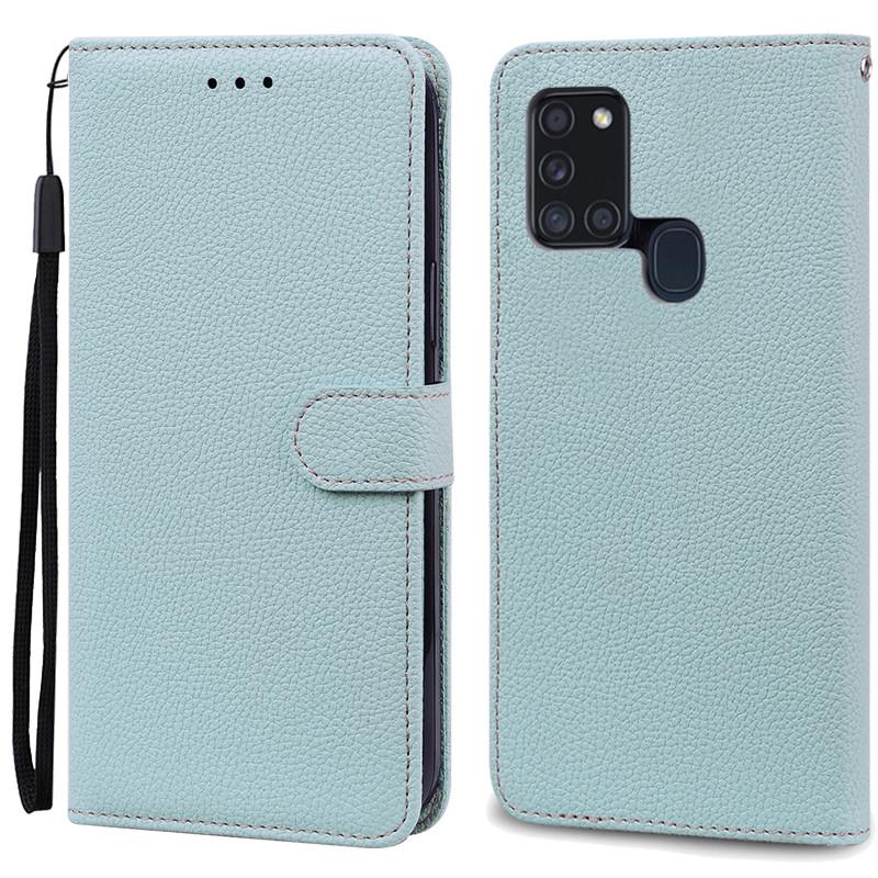 A21S Hülle Für Samsung Galaxy A21S Hülle Brieftasche Leder Flip Hülle Für Samsung A21S Hülle A 21s A217F Weiche Silikonhülle Fundas For Samsung A21S hellblaue
