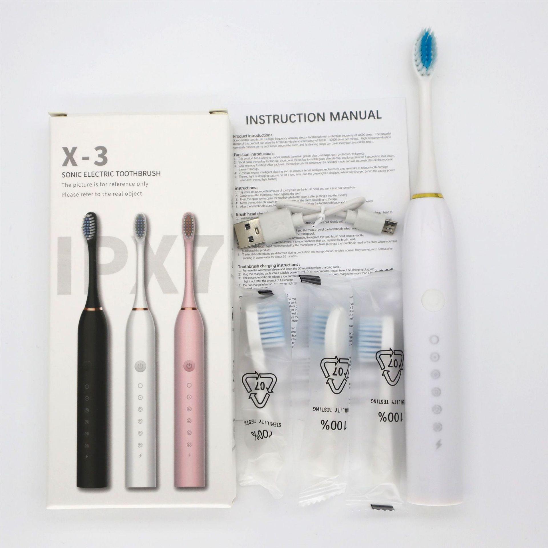 Elektrische Zahnbürste, Wiederaufladbares Modell, Universelle Weichborstenbürste für Erwachsene und Kinder, Tragbares Reiseset für den Heimgebrauch, Zahnbürste.