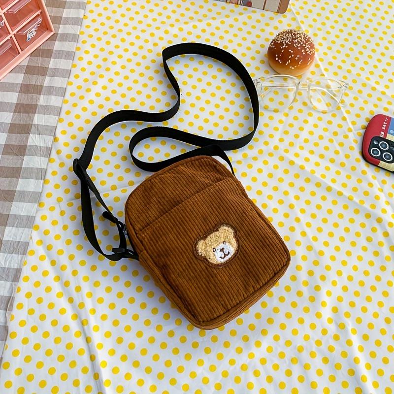 Mädchen Tragbare Cord Bär Handy Umhängetasche, Handy Münzbörse, Modische Cross Kleine Tasche, Cord Mini Tasche Bolsos yellow