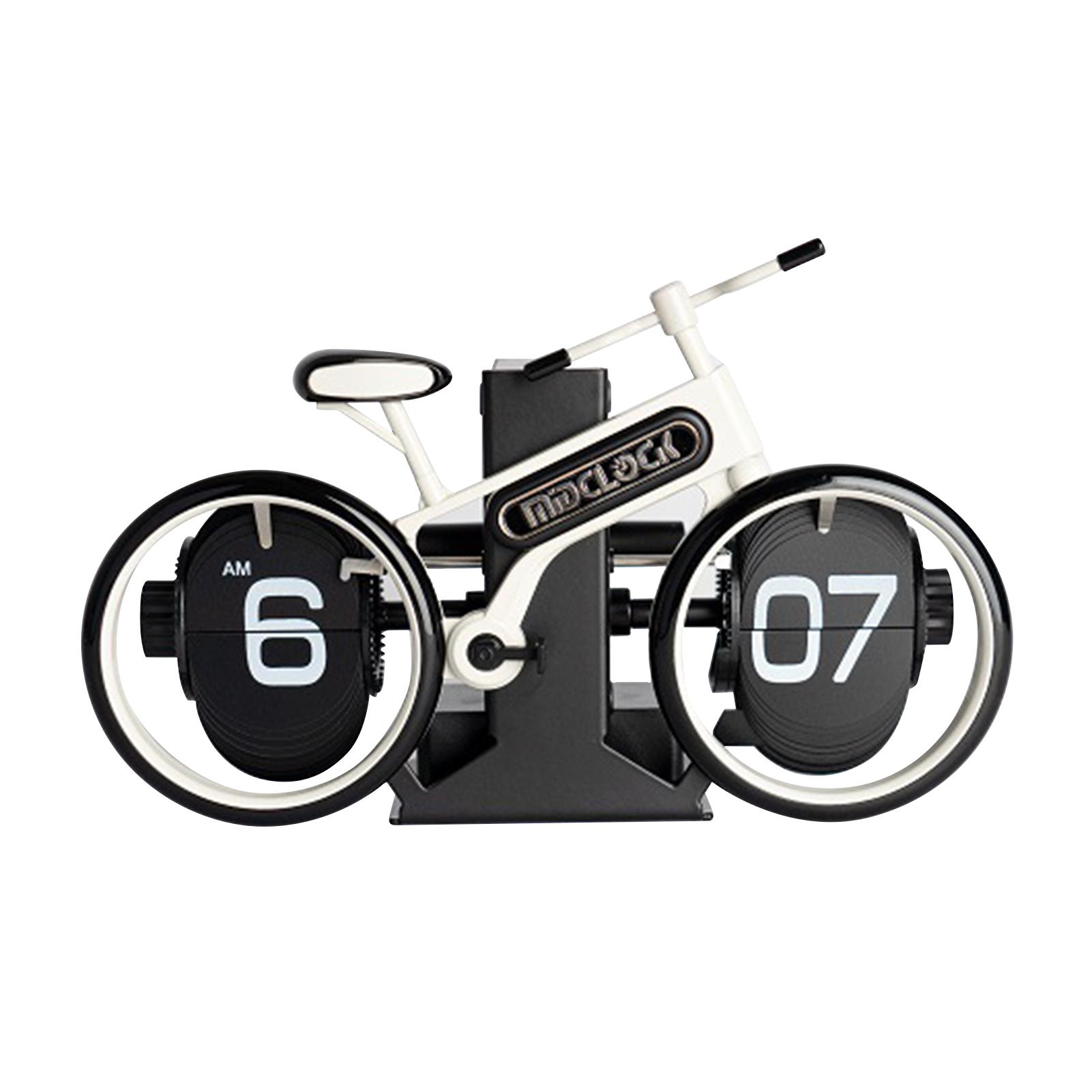 Schreibtisch Fahrrad Flip Uhr Vintage Dekor mechanische digitale Tischuhr Bike Page Turner Uhr Batterie weiß