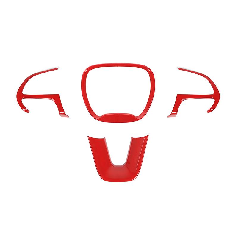 ABS Lenkrad Dekorabdeckung Zierleiste Aufkleber Passend Für Dodge Challenger/Dodge Charger / Dodge Durango 2015 Aufwärts Autozubehör rot