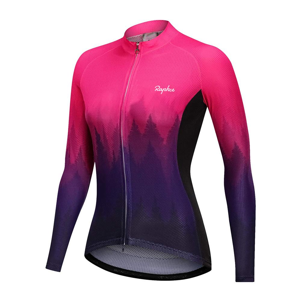 Damen Langarmtrikot MTB Radtrikot Frühling Herbst Fahrradbekleidung Schlanke Top-Shirts zum Fahren Rennradbekleidung L persische indigo