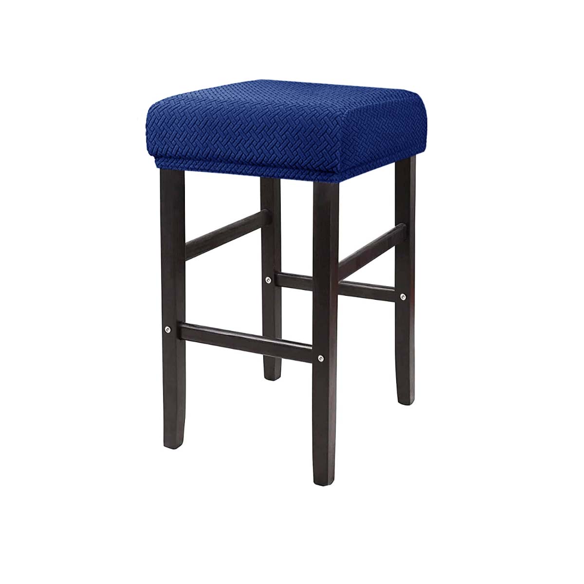 Stretch-Bezüge für rechteckige Barhocker, Jacquard-Bezug für Waschtischhocker, waschbare Thekenhocker-Bezüge, Barhocker-Sitzbezüge, Sattelsitzbezug navy blau