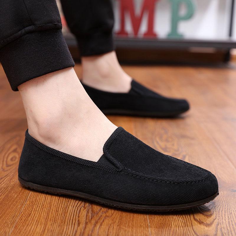 Paar Schuhe Neue Herren Freizeit Pedal Schuhe Casual Canvas Schuhe Männer Loafer Schuhe 39 schwarz