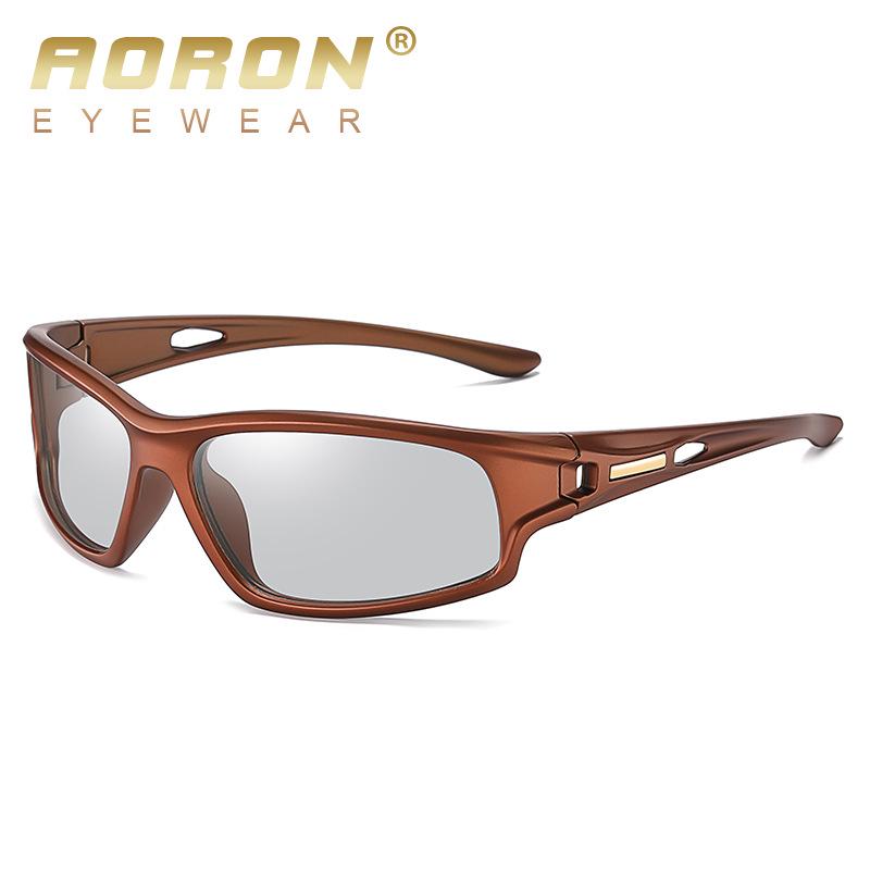 AORON Herren Mode Fotochrome Polarisierte Sonnenbrille Marken Design Sport Sonnenbrillen für Herren Geschenke braun