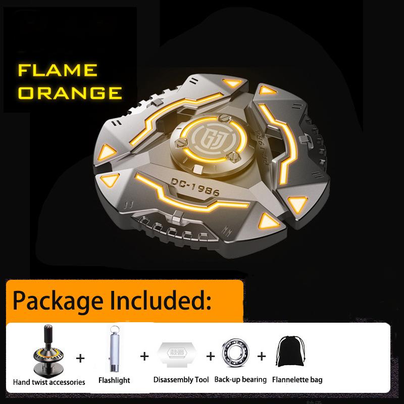 Shield Fidget Spinner, graues Metall mit blau leuchtendem, langlebigem, geräuschlosem Hochgeschwindigkeitslager, Finger-Hand-Spinner für Erwachsene und Kinder (Taschenlampe im Lieferumfang enthalten) 5*5*1.4cm orange