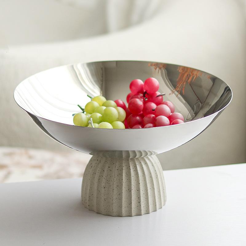 Nordischer Leichter Luxus Hohe Obstschale Musterzimmer Wohnzimmer Couchtisch Weiche Dekorationen Süßigkeiten Snacks Präsentationsschale gray