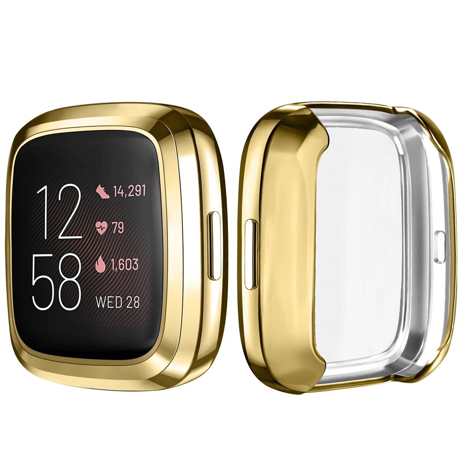 Displayschutzfolie für Fitbit Versa 2 Versa 3 Versa Lite 7 Farben TPU Soft Cover Smart Watch Case Kratzfestes Zubehör for versa 2 gold