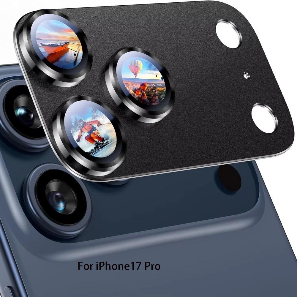 Metall Hartglas Linsenschutz Kamera Schutz für iPhone 17Pro/17 Pro Max Handyzubehör Black-17 Pro