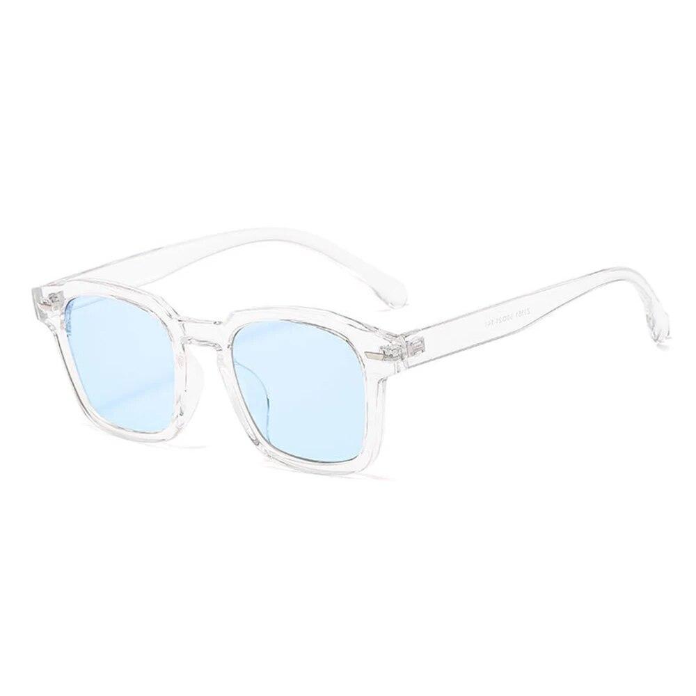 Retro Quadratische transparente Sonnenbrille mit schwarzem Rahmen für Damen und Herren, bunte Gläser, coole Sonnenbrille, vielseitige Retro-Schutzbrille white
