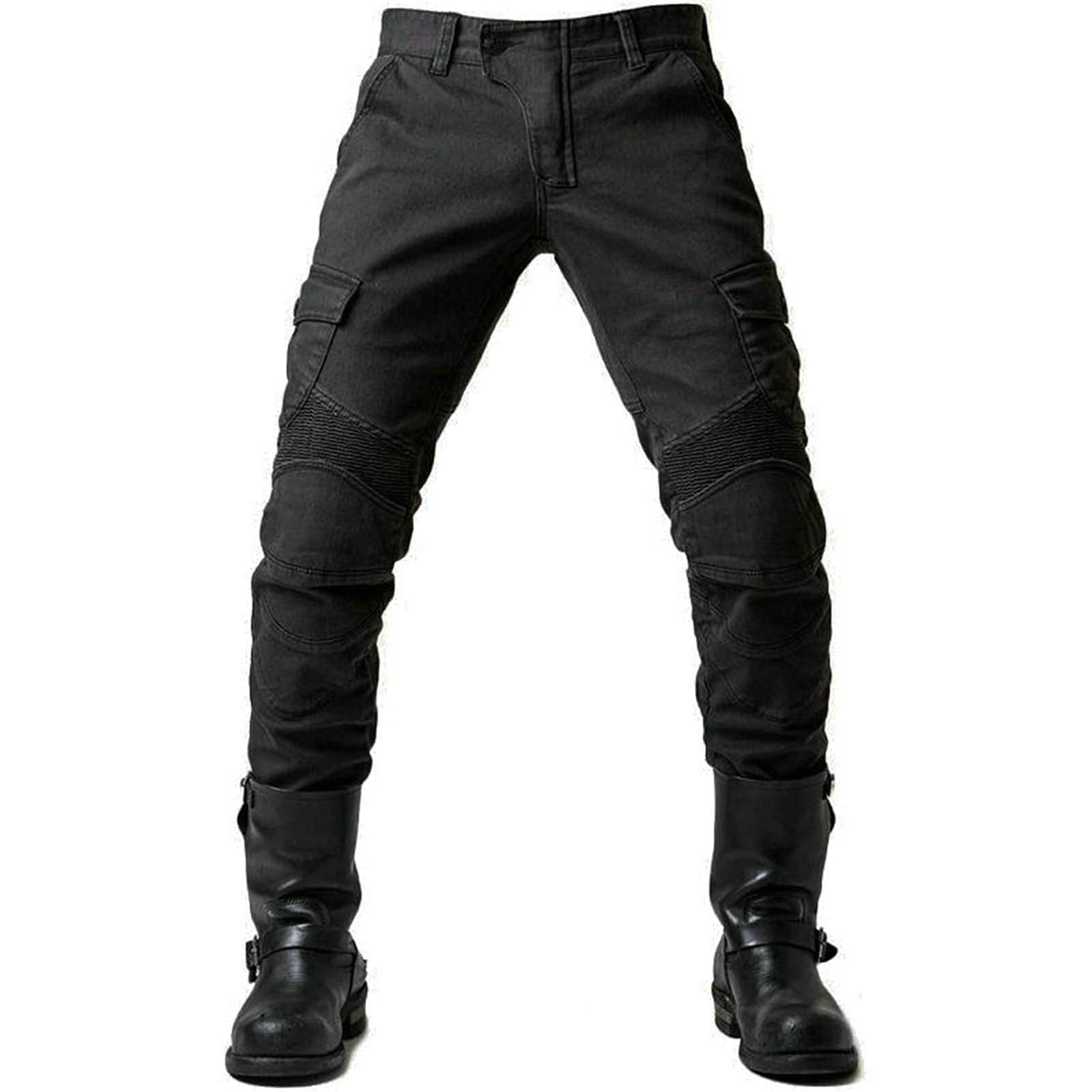 Motorrad-Schutzhose Herren-Motorrad-Jeans, atmungsaktiv, verschleißfest, mit 2 Paar Hüft- und Knieprotektoren, abnehmbaren Polstern XXXXL