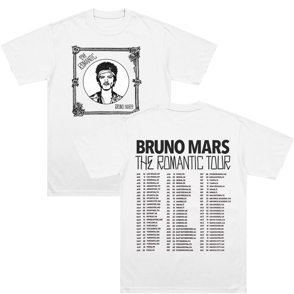Das Romantische Tour-T-Shirt Bruno Mars Neue Datumstour 2026 T-Shirts Y2K Ästhetik Streetwear Mode Unisex 100% Baumwolle Komfort-Oberteile Anime T-Shirt L weiß