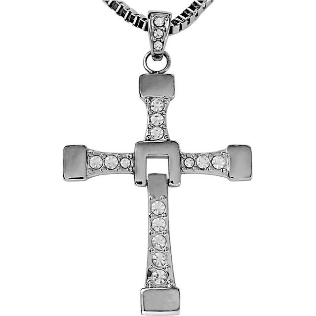 Film Cosplay 925 Sterling Silber Schmuck Fast and Furious Dominic Toretto Kreuz Anhänger Halskette Kostenlos mit Metallbox Männer Geschenke With 60CMSteelChain
