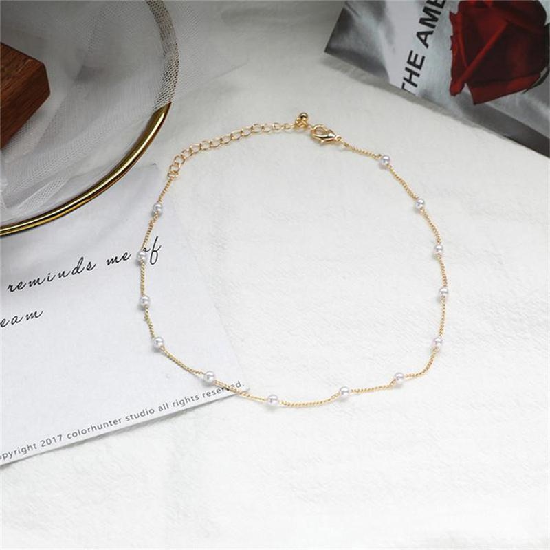 Perlen Schlüsselbein Kette Halskette Perlen Halsband Halskette Goth Chocker Schmuck am Hals Anhänger Kragen Frauen gold