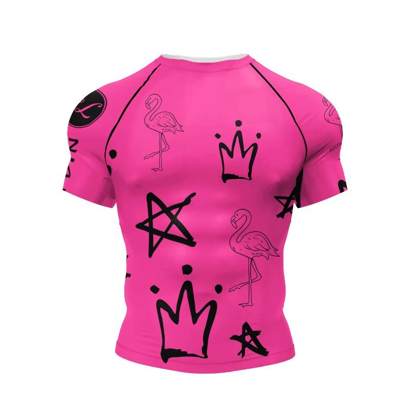 Cody Lundin Kurzarm Rosa Herren Jiu Jitsu BJJ No Gi Rash Guard Sublimation Herren Laufen Training T-Shirts Stretch Fitness T-Shirts L pink