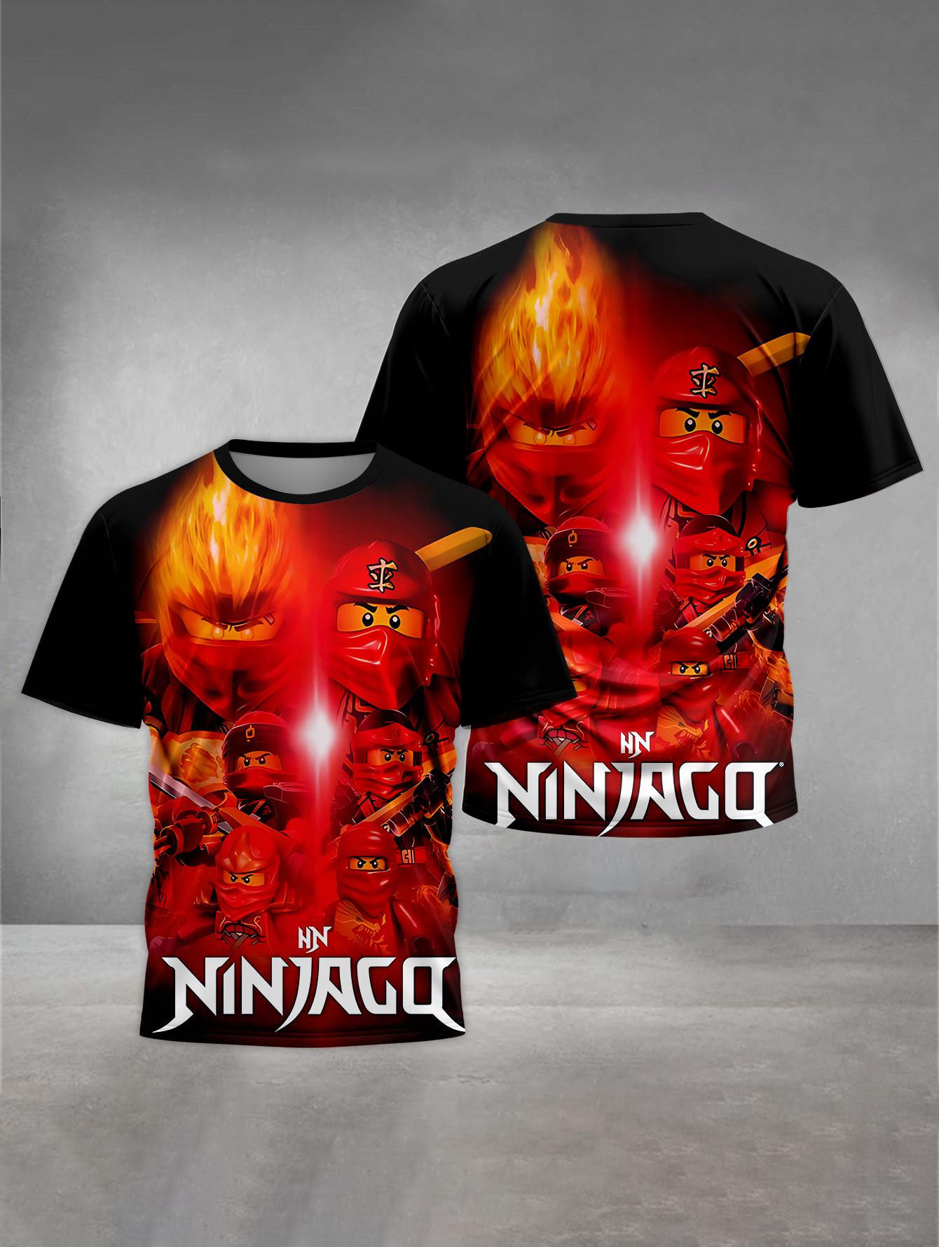 MINISO Print Babykleidung 4 bis 14 Jahre Männliche Outdoor-Kleidung für Cartoon-Spiel Kinder Junge Mädchen Kind T-Shirt Top Shirts- NN-Ninjagos 130