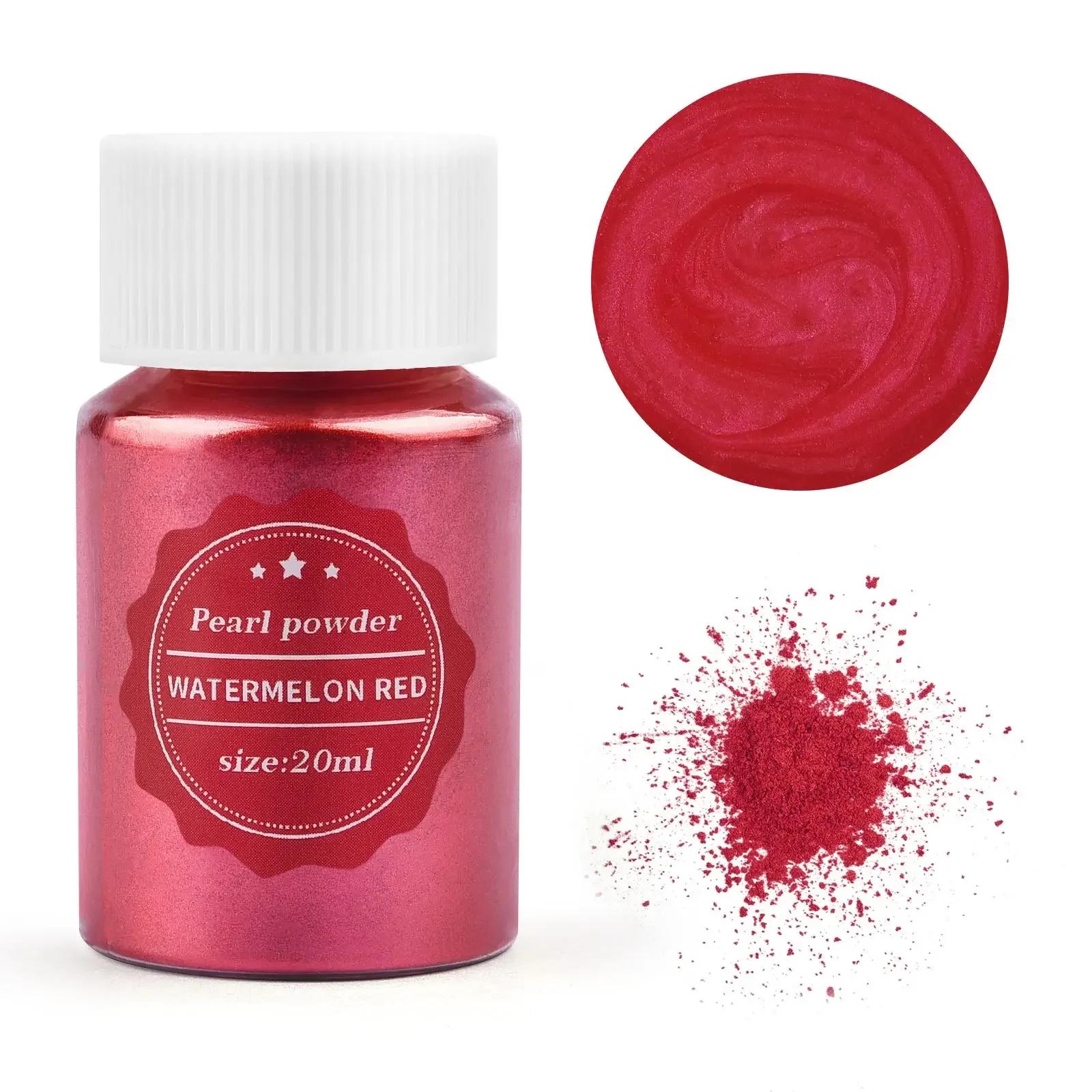 24 Farben, 15 g Glimmerperlenpulver für die Herstellung von Epoxidharz, Seife, Kerzen und Schmuck – natürlicher Pigmentfarbstoff für DIY-Projekte 20ml wassermelone roten
