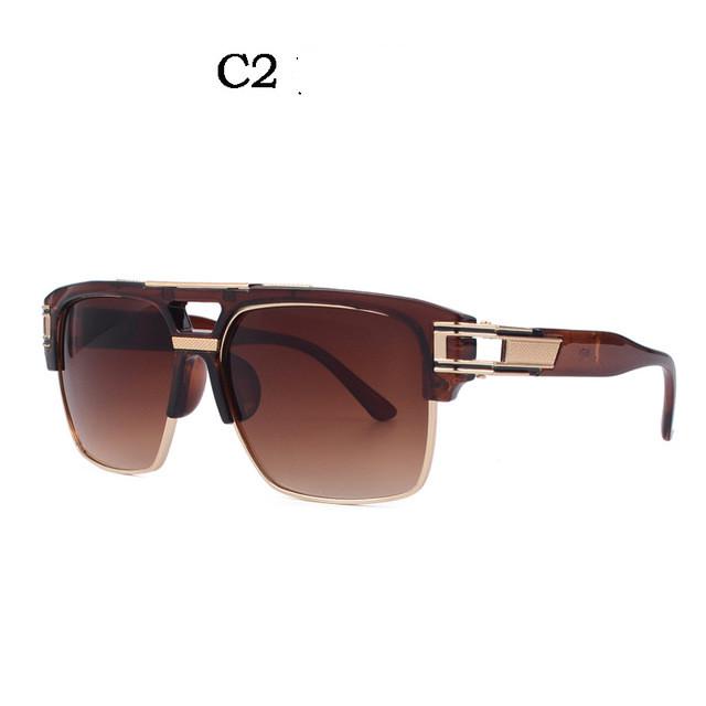 Mann Frauen Flache Spiegel Sonnenbrille Unisex Mode Vintage Quadrat Sonnenbrille Marke Designer Sonnenbrille None