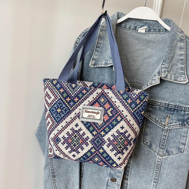 Große Kapazität Ethno-Stil Tasche Frauen Schulter Canvas Tasche Frauen Ins College Studenten Vielseitige Schulter Tasche Frauen