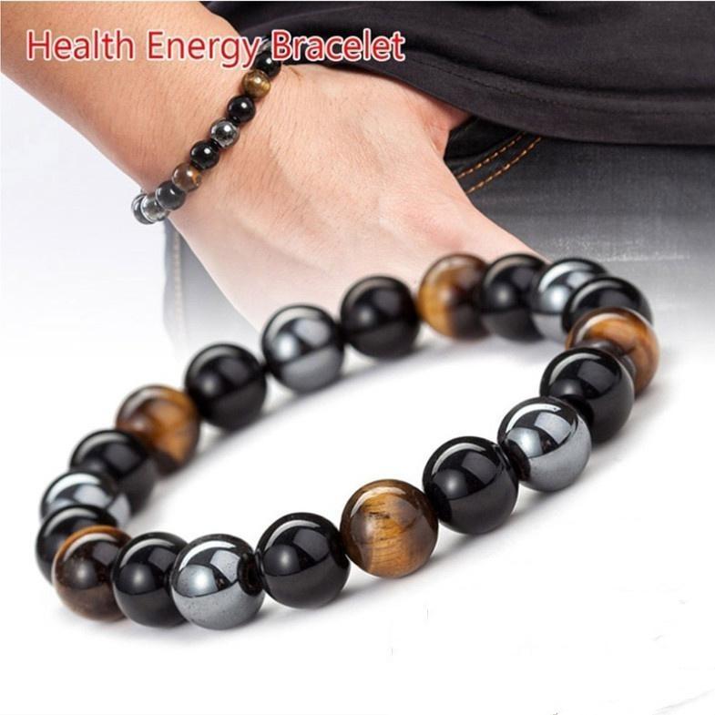 8/10 mm Tigerauge & Hämatit & schwarzer Obsidian Stein Perlenarmband Herrenmode Naturstein Armband Schmuck Geschenk Armbänder für Frauen Halloween 6mm