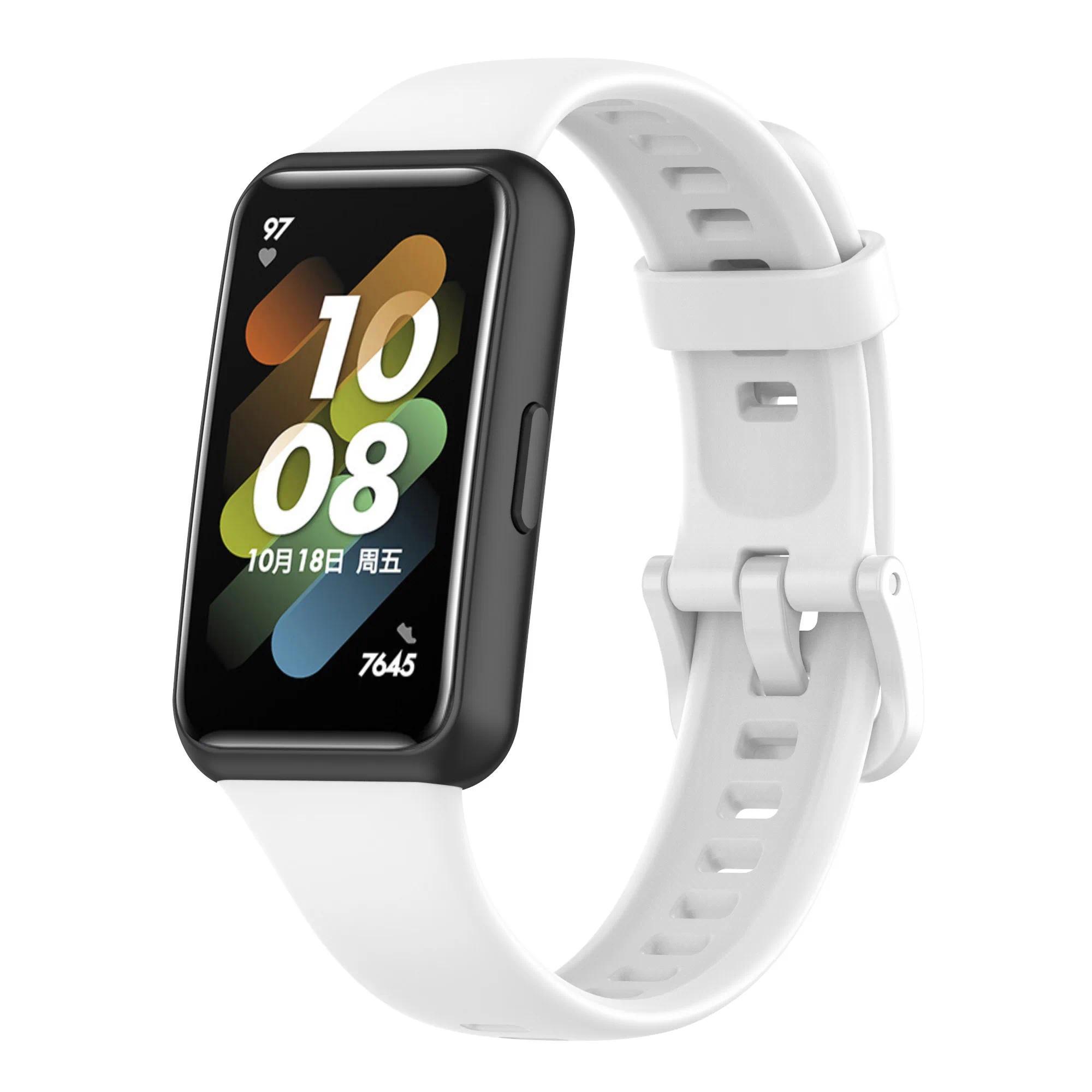 Silikon-Uhrenarmband für Huawei Band 7 Original-Armband Sport Smart-Armband Ersatz Correa Armband für Huawei Band 7 Armband For Huawei band 7 weiß