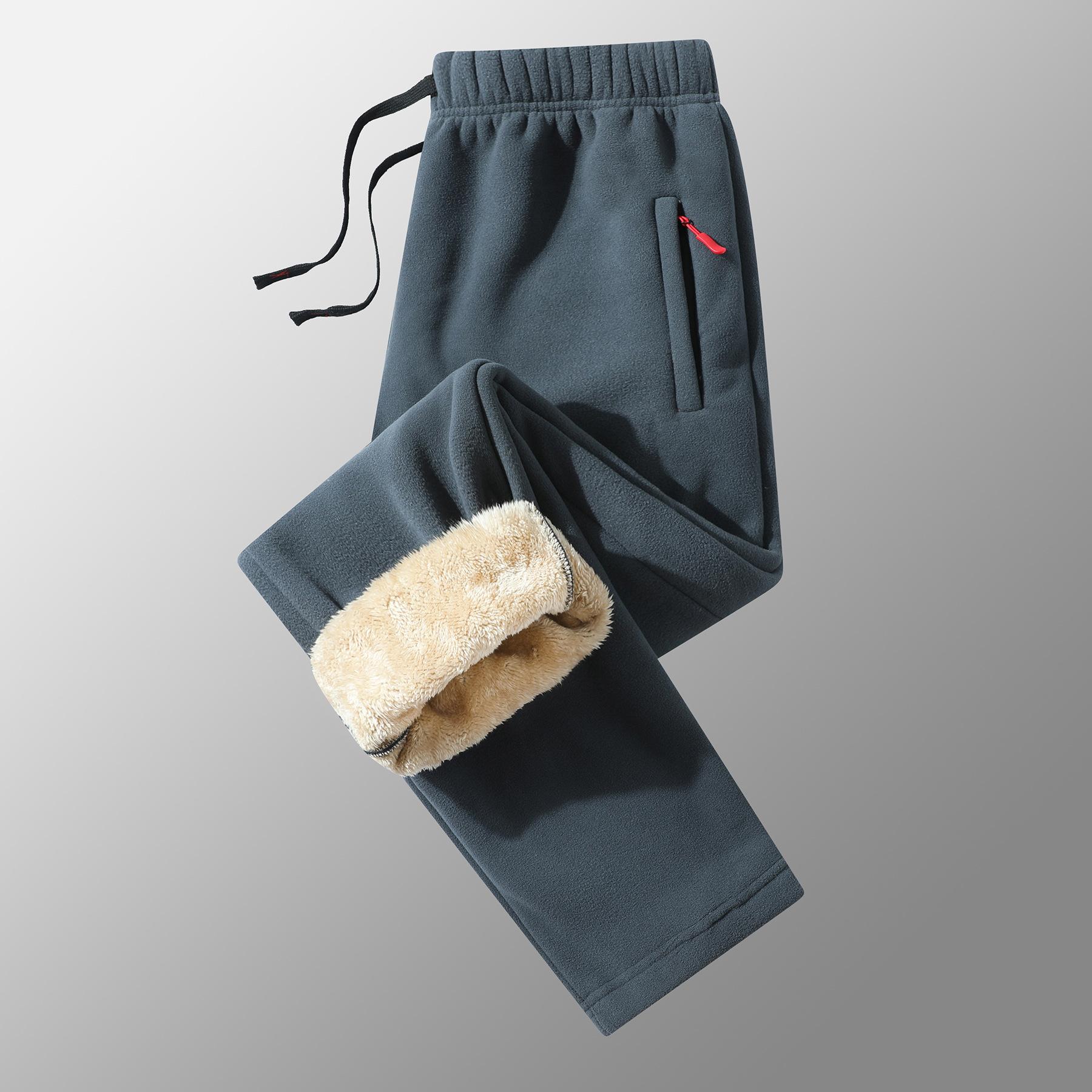 Herren Fleece-Jogginghose, warme Winterhose, tägliche Freizeithose, lange Jogginghose, mehrfarbig, Herbst, männlich, einfarbig 3XL grau