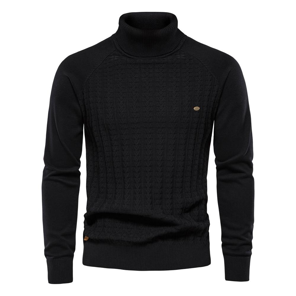 AIOPESON Einfarbig Gestrickte Rollkragen Männlich Pullover Baumwolle Hohe Qualität Warme herren Pullover Winter Casual Pullover Neue 2022 L 70-78 kg schwarz