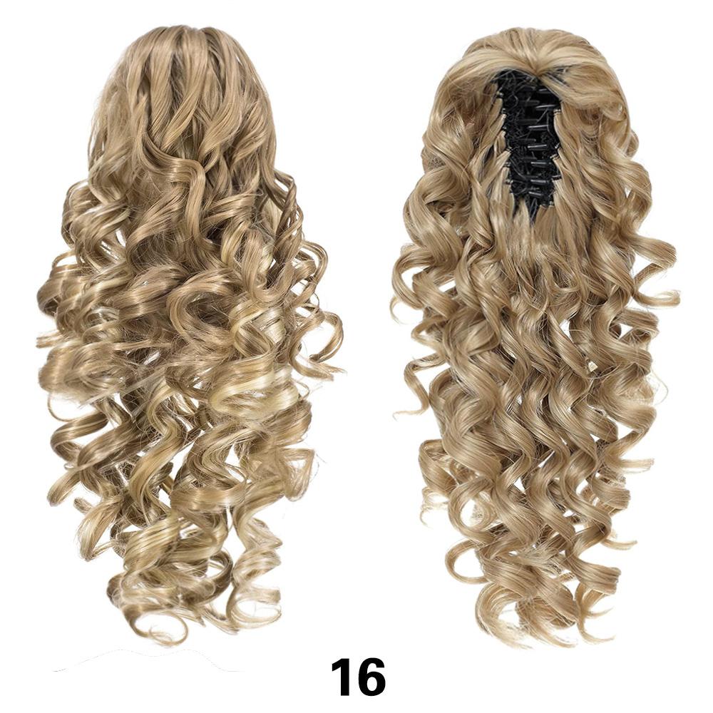 LISI HAIR Synthetischer Krallen-Pferdeschwanz-Aufsatz Wasserwelle Große Wellige Lockige Clip-In Haarverlängerungen Weiches Haarteil für Frauen 40cm
