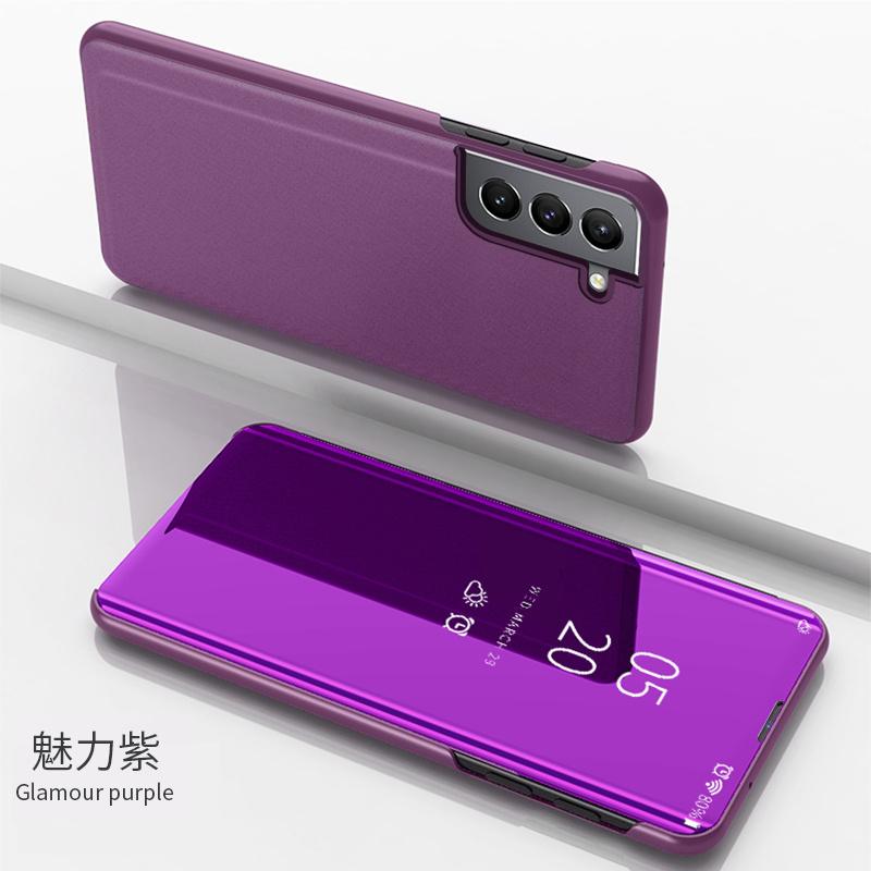 Für Samsung Galaxy S22 Ultra 5G Hülle Smart Mirror View Lederständer Flip Cover für Samsung S 22 Ultra S22+ Plus Magnetische Coque Samsung S22 Ultra violett