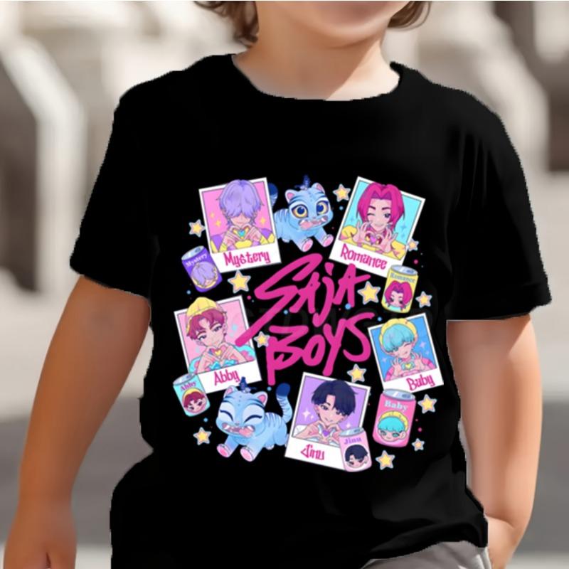 KPop Dämonenjäger Kinder T-Shirt Huntrix Girl Saja Jungen Baby Tops Kleinkind T-Shirts Zoey Rumi Mira Kleidung Kinder T-Shirts Kurzarm Kleidung kids-100(3T) rosa