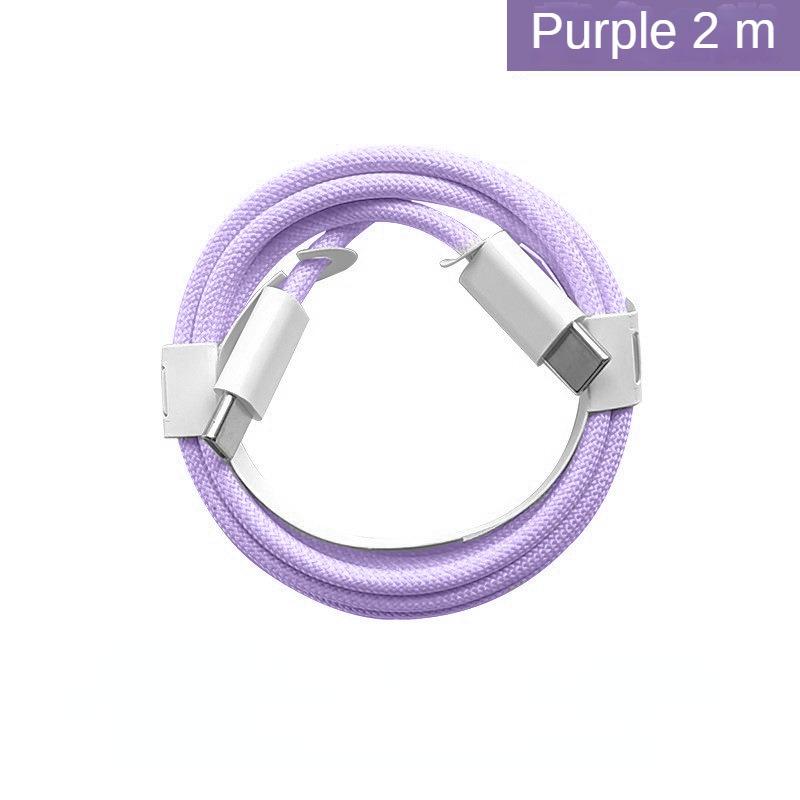 PD60W Schnelllade-Datenkabel für iPhone 15, geflochtenes Typ-C-Kabel, geeignet für die gesamte Palette der Ladekabel für iPhone 15 2M violett