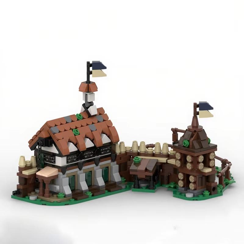 MOC mittelalterliche Architektur Blausteinburg Burghof Erweiterung Stall Modell Bauklötze Spielzeug Kindergeschenk PDF Guide by Email