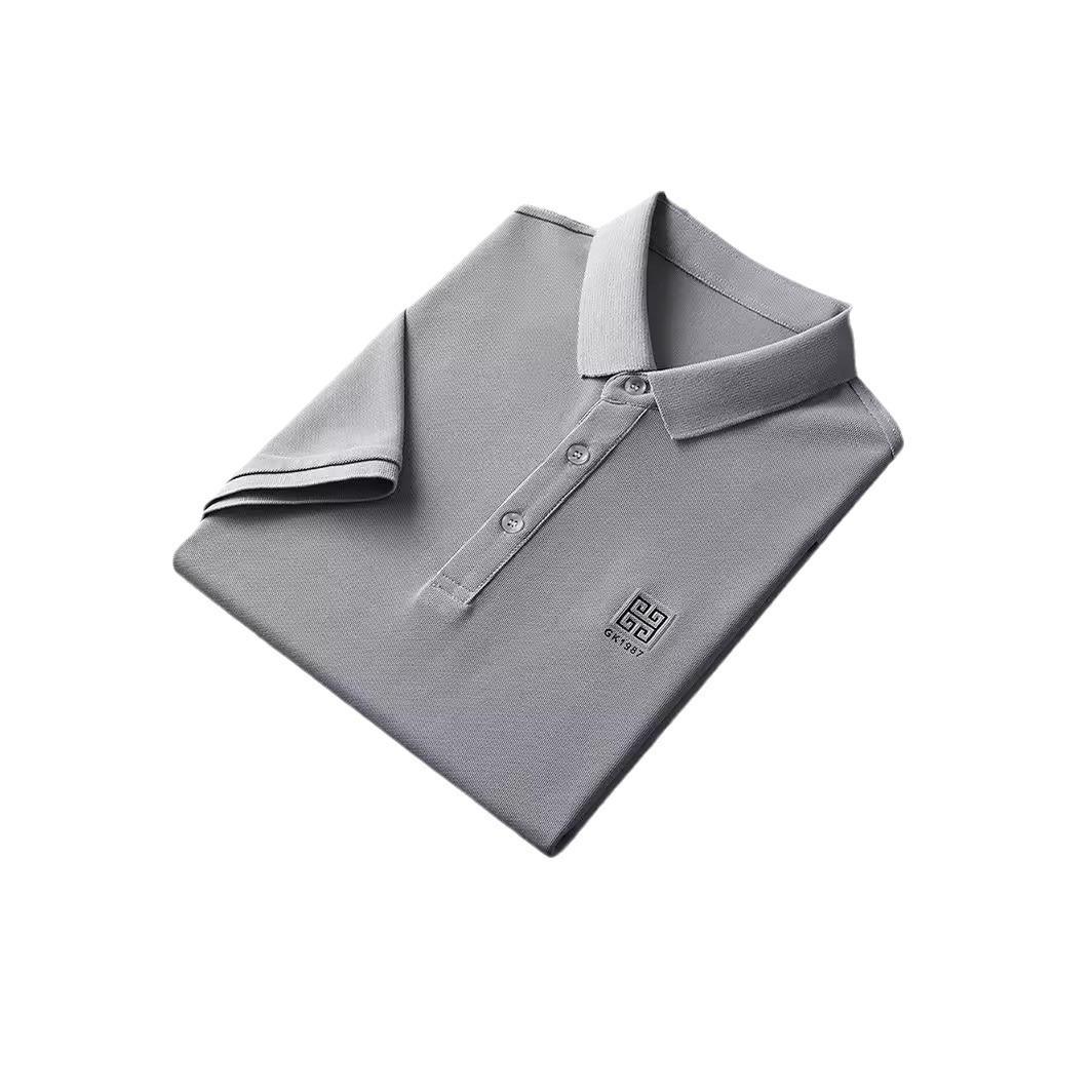 Herren-Poloshirt, Sommer-Kurzarm-T-Shirt, Herren-Bottom-Shirt, lässiges besticktes Poloshirt L