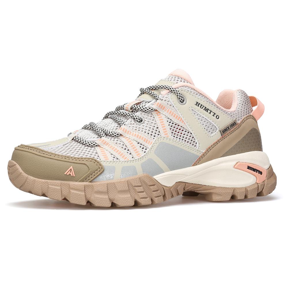 HUMTTO Sommer Wanderschuhe für Damen Rutschfeste Luxus Designer Outdoor Flats Damen Sportschuhe Atmungsaktiver Gummi Damen Sneaker 40 sand/rosa
