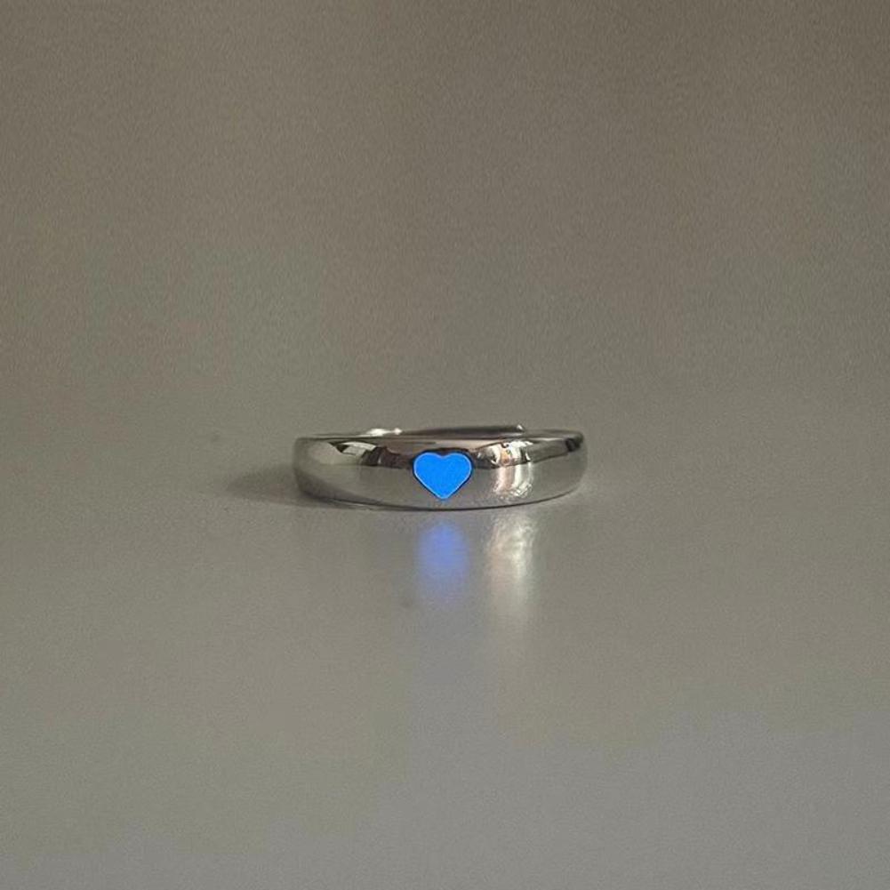 Mode Blau Liebe Herz Leucht Ring Für Frauen Männer Fluoreszierende Ring Glow In Dark Einstellbare Paar Finger Ringe Schmuck Geschenke blau