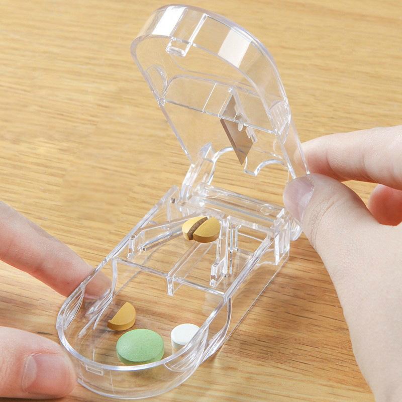 1PC Medizin Pille Halter Tablet Cutter Splitter Pille Fall Portable Storage Box Pille Tablet Pille Cutter Teiler transparent