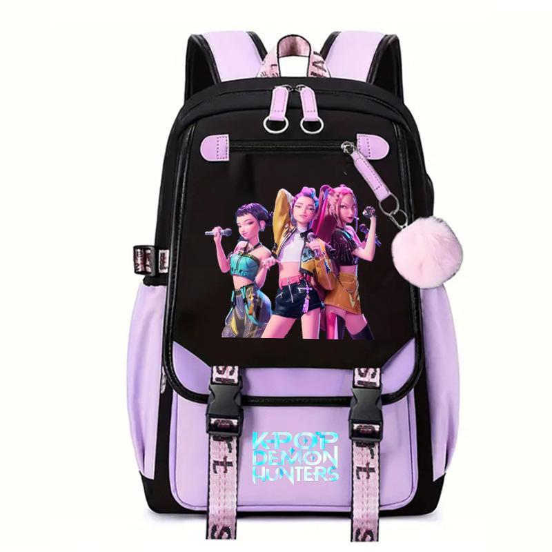 KPOP Hexe Jagd Film Merchandise bedruckter Rucksack Rucksack Rucksack für Studenten auf dem Campus mit Pelzkugel Rucksack KTB