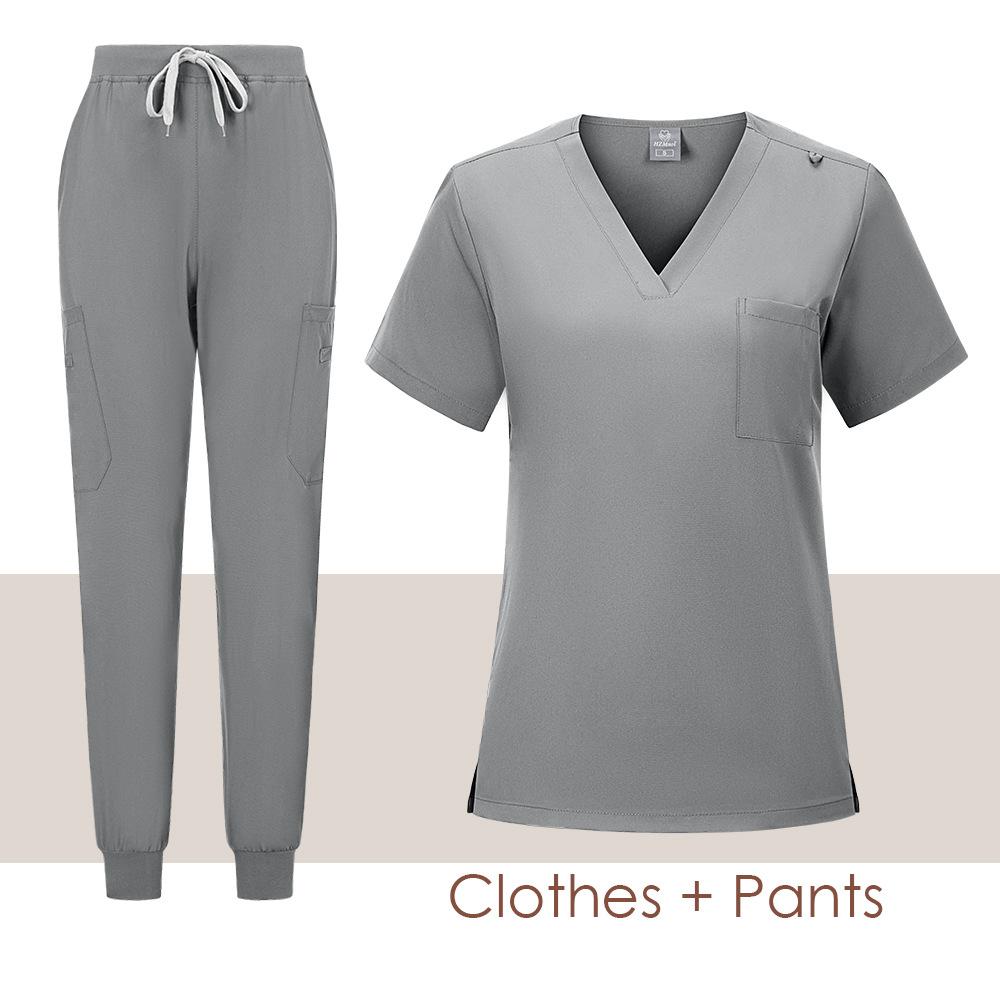 Sommer Damen Kurzarm Arzt Arbeitskleidung M grau