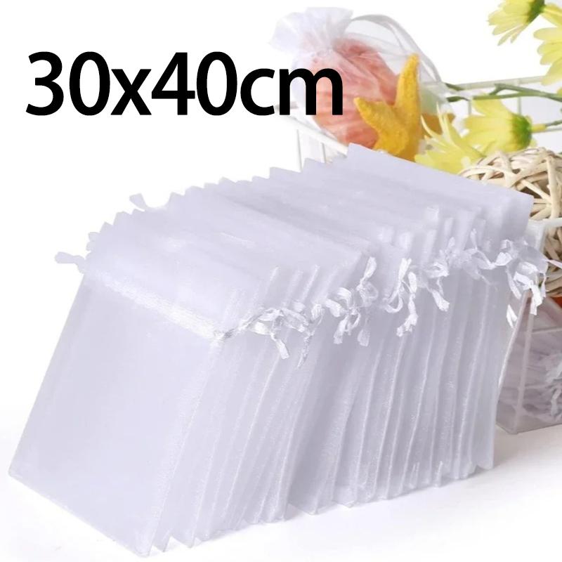 100 Stück Organzabeutel Zufällig Netz Organza Schmuckbeutel Kordelzug, Kleine Kordelzug Geschenkbeutel Weihnachten Süßigkeiten Hochzeit Geburtstag 30x40cm-5PCS