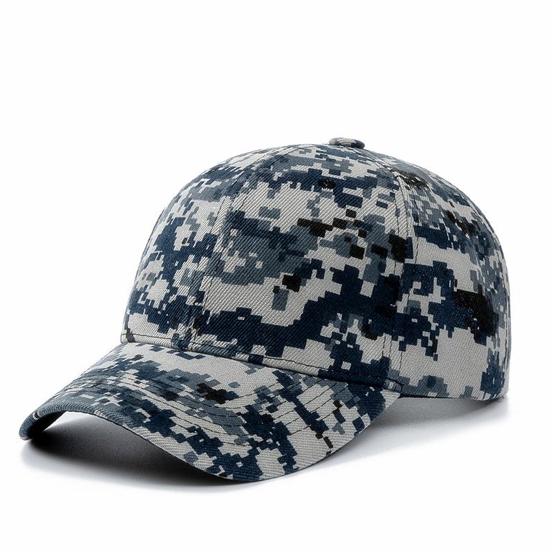 Unisex-Kappe, lässig, einfarbig, Acryl, Baseballkappe, verstellbare Hüte für Damen und Herren, Straßen-Hip-Hop-Hut, Kappe 54cm-60cm blau/camouflage