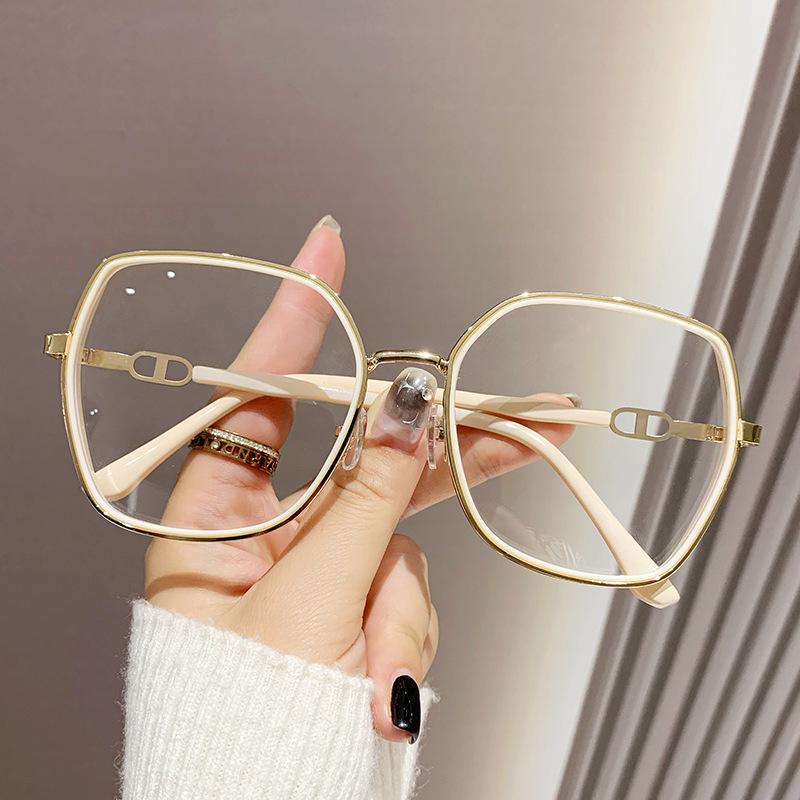 Vintage Quadratischer Metall-Glitzer-Rahmen Lesebrille Damen Übergröße Optisch Blaulichtfilter Korrekturbrille 3.75