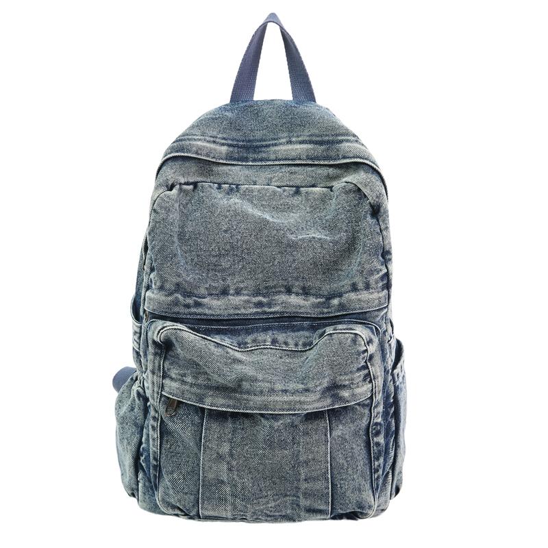 Jeans Rucksack Studenten Schultasche Damen Reise Rucksack dunkelblaue